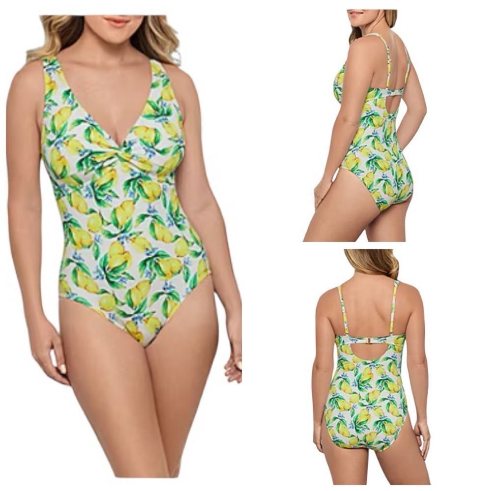 Liz‎ Claiborne Women's Adjustable Lemon One Piece Swimsuit-Size 16